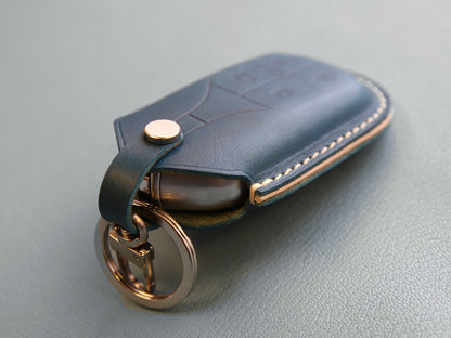 Genesis [1-4] Leather Key fob Cover- G70 G80 G90 Keycase Remote key Sleeve - Italian Leather