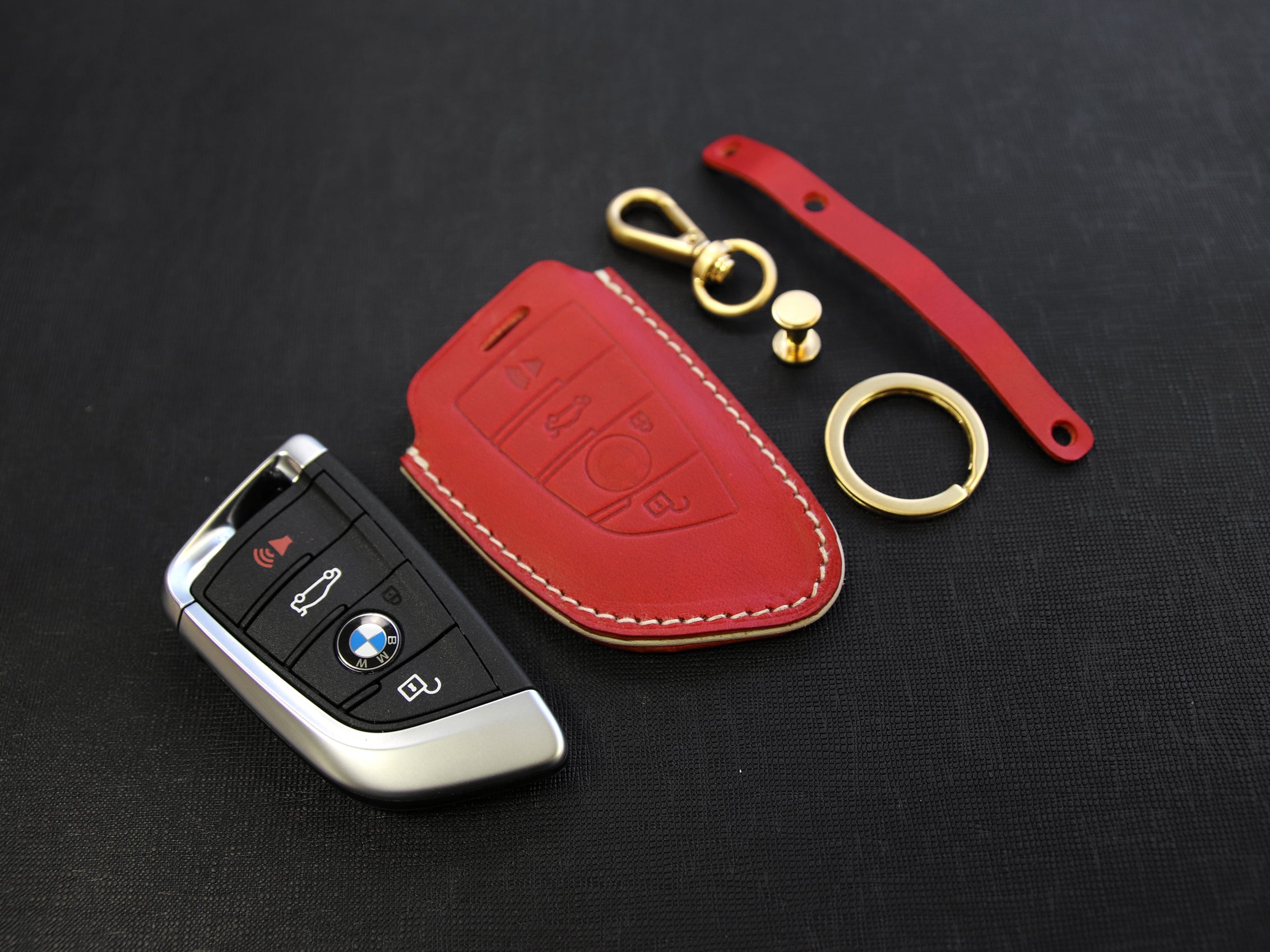  TPHJRM Car Key Fob Cover Smart Leather Key Case,Fit for BMW 1 3  4 5 6 7 Series X1 3 4 5 6 F30 F34 F10 F07 F20 G30 F15 F16,Car