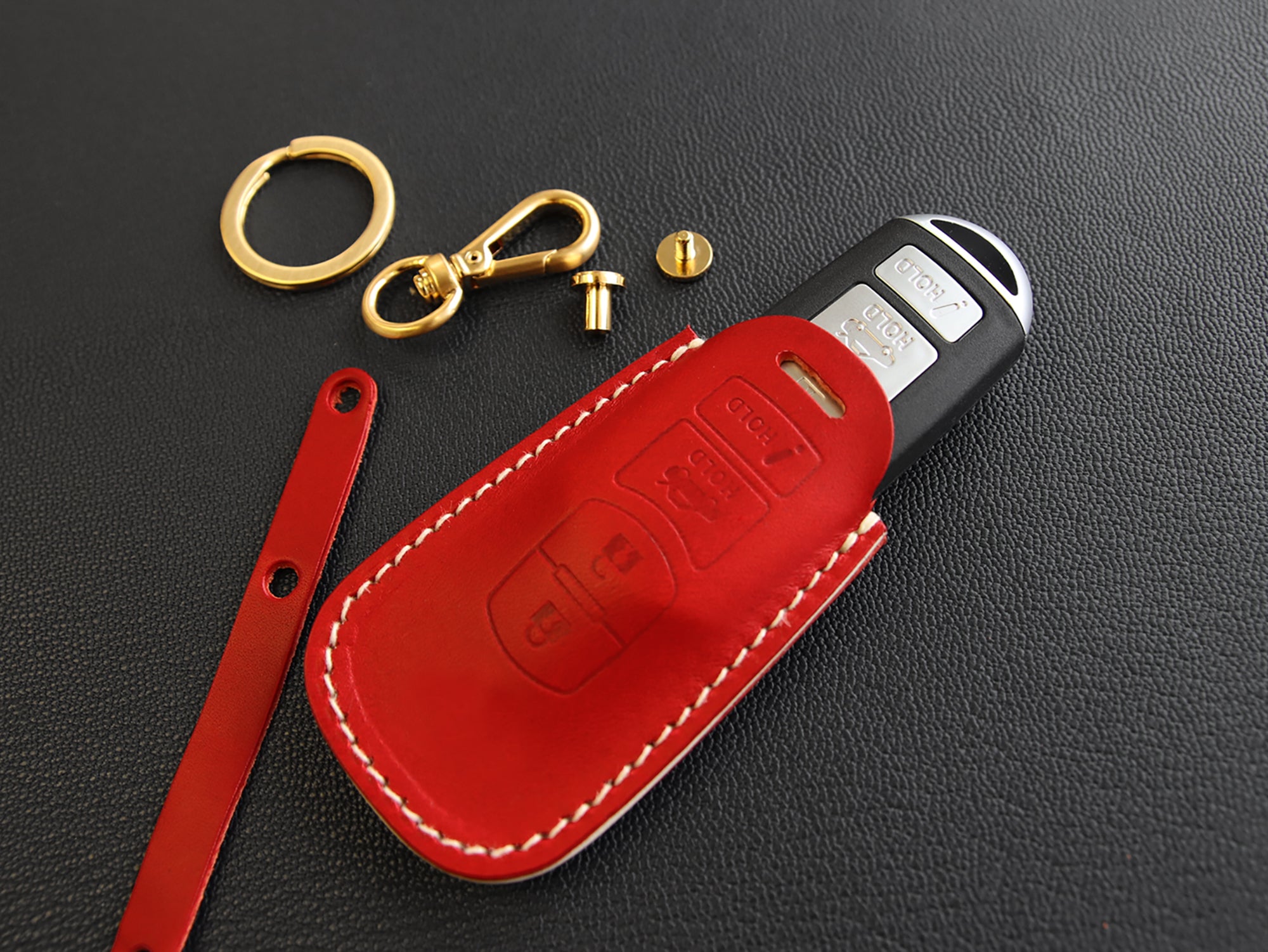 Mazda [1-4] Key Fob Cover Case Leather Sleeve Keyless Entry - Mazda 3 6 CX-7 CX-9 MX-5 Miata - 4 Buttons Smart Key -Italian Leather