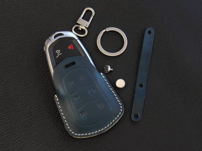 Cadillac [1-6] Key Fob Leather Case Fits Escalade - Italian Veg-Tanned Leather - 6 Buttons