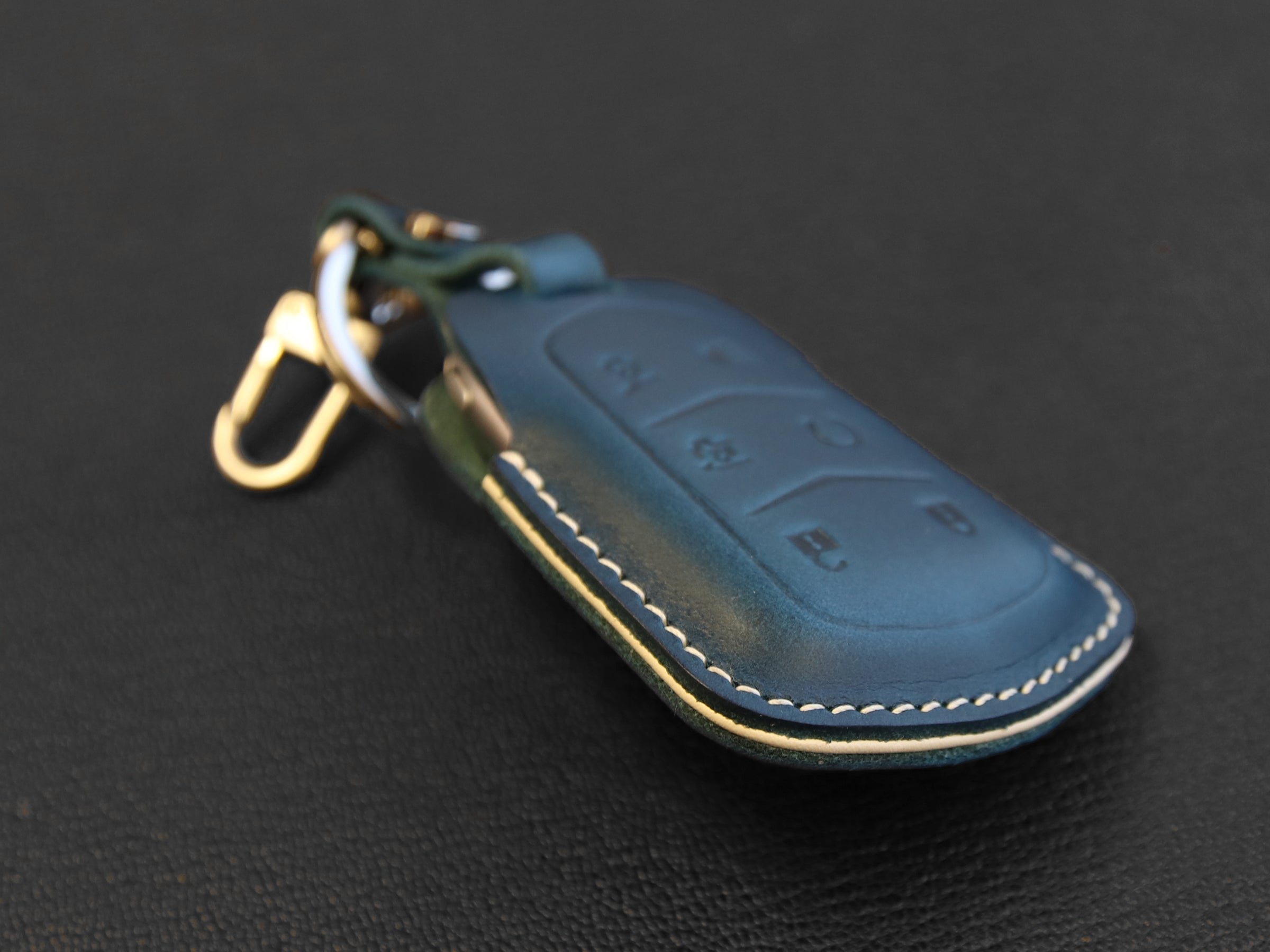 Cadillac [1-6] Key Fob Leather Case Fits Escalade - Italian Veg-Tanned Leather - 6 Buttons