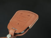 Cadillac [1-5B] Key Fob Leather Case For Escalade, cts, SRX, XT5, ATS, STS, CT6 - Italian Veg-Tanned Leather -5 Buttons