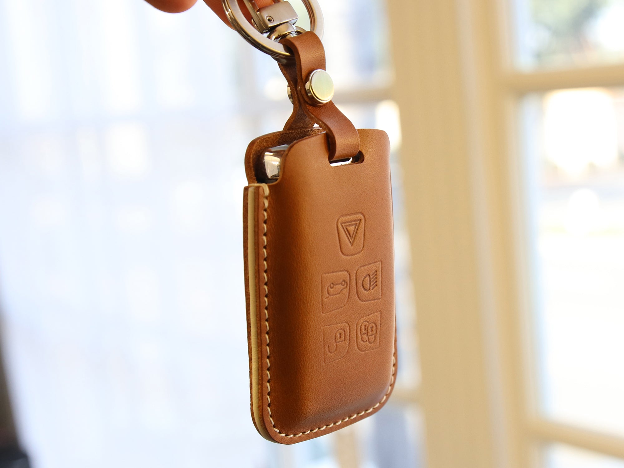 Land Rover / Jaguar Series [2] Key Fob Cover - Range Rover Sport Evoque Velar Discovery 5 - Italian Veg-Tanned Leather -5 Buttons