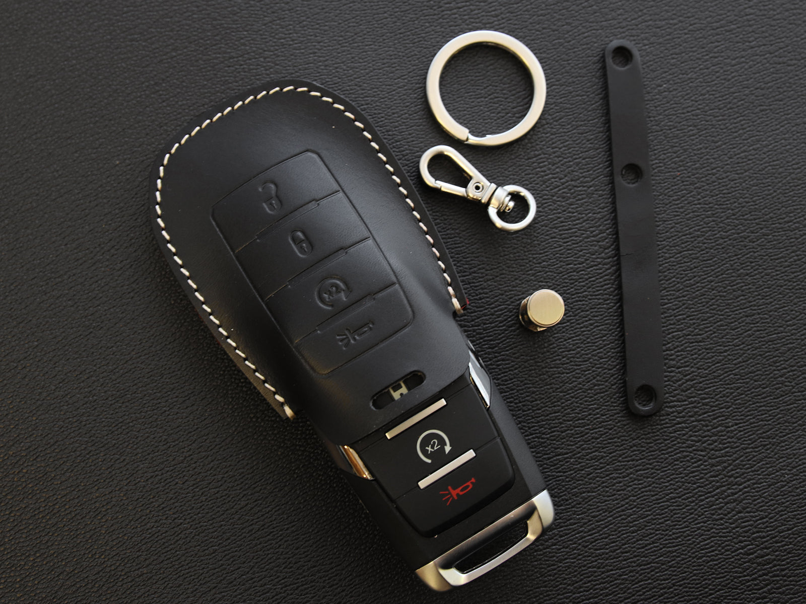 RAM [1-4] Leather Key Fob Cover -1500 2500 3500 - Italian Veg-Tanned Leather - 4 Buttons