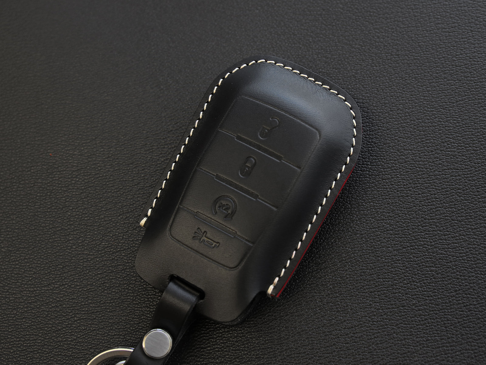 RAM [1-4] Leather Key Fob Cover -1500 2500 3500 - Italian Veg-Tanned Leather - 4 Buttons