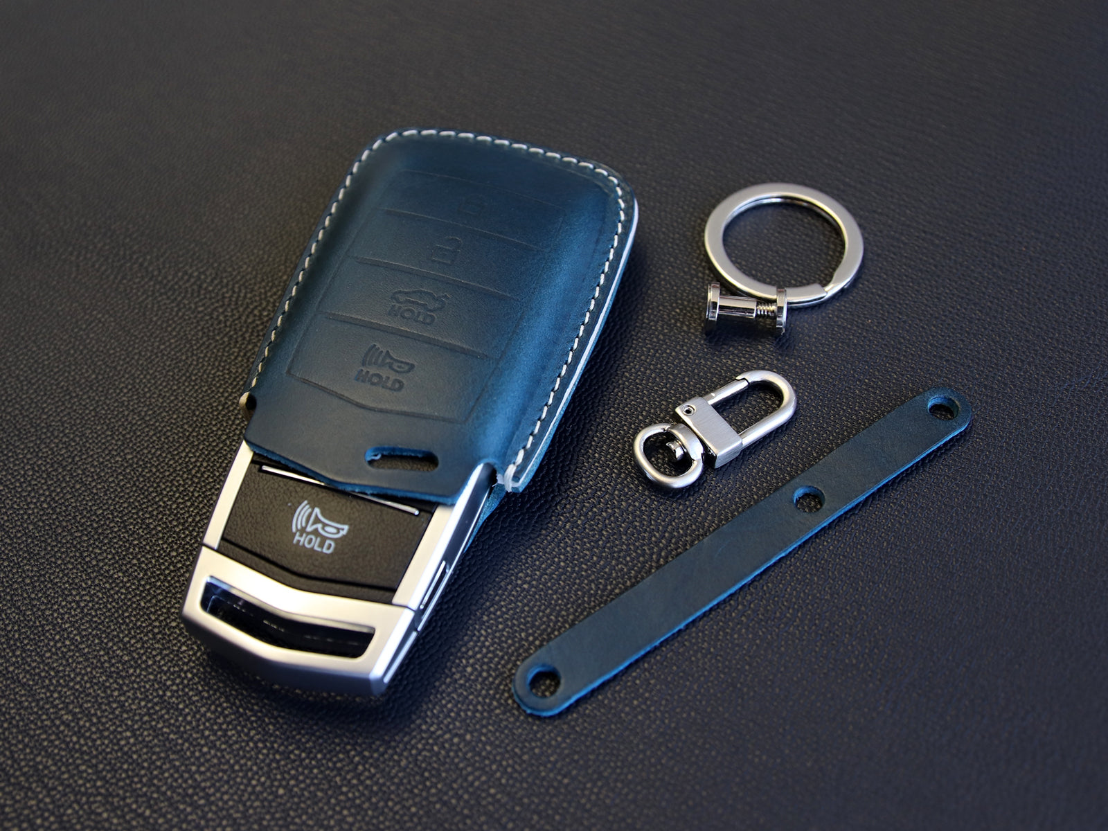 Genesis [1-4] Leather Key fob Cover- G70 G80 G90 Keycase Remote key Sleeve - Italian Leather
