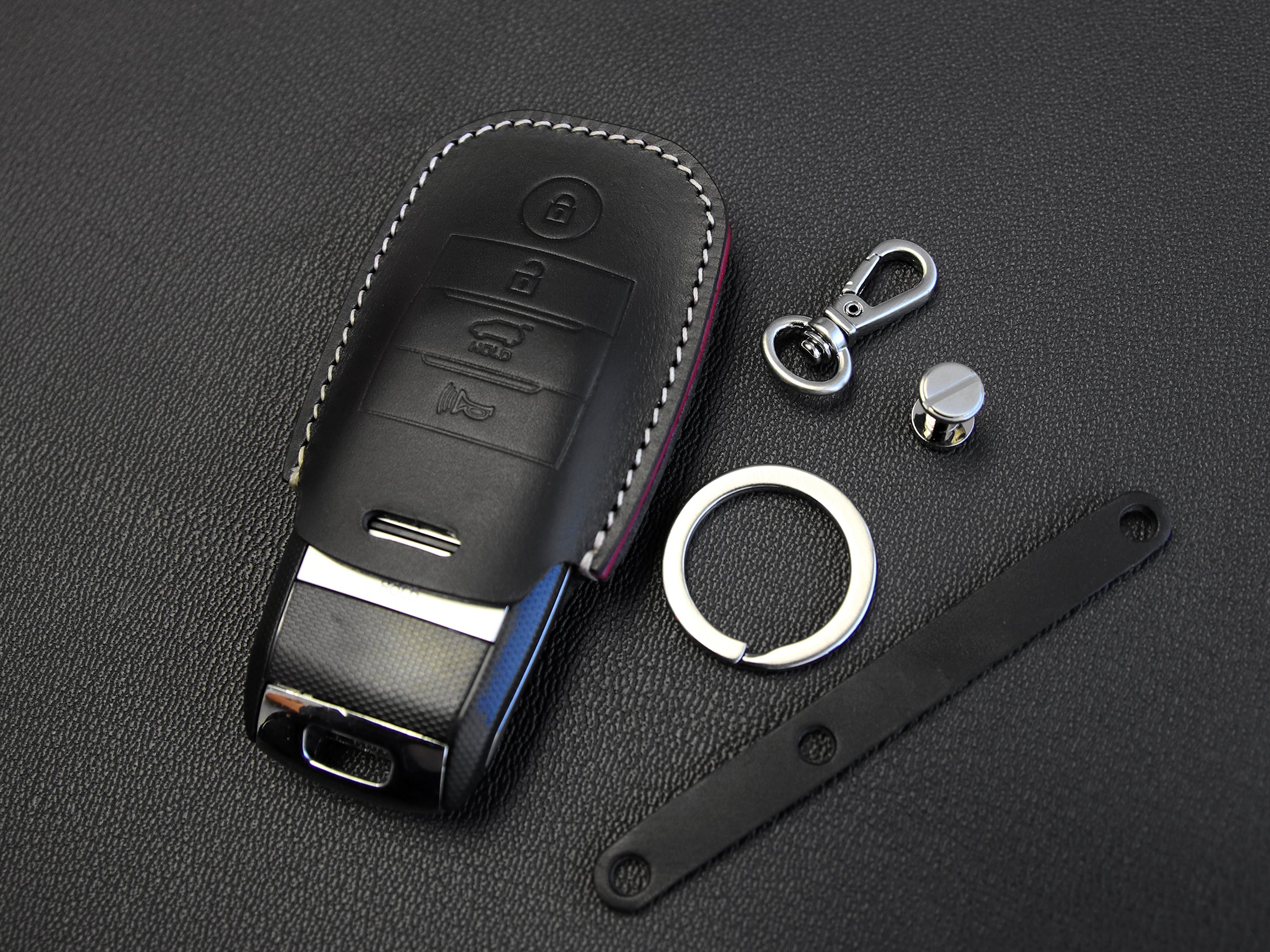 Kia [1-4] Key Cover - K3, K5, Cerato, Forte, Sorento, Rio, Rio5 - Italian Veg-Tanned Leather - 4 Buttons