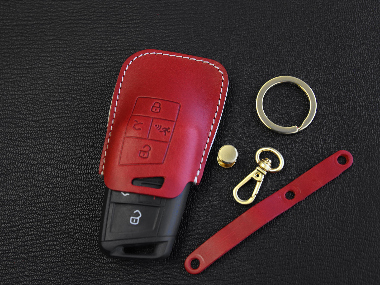 Volkswagen Series [2] Key fob Cover - GOLF, Passat, Tiguan, Skoda, Octavia, Atlas - Italian Veg-Tanned Leather