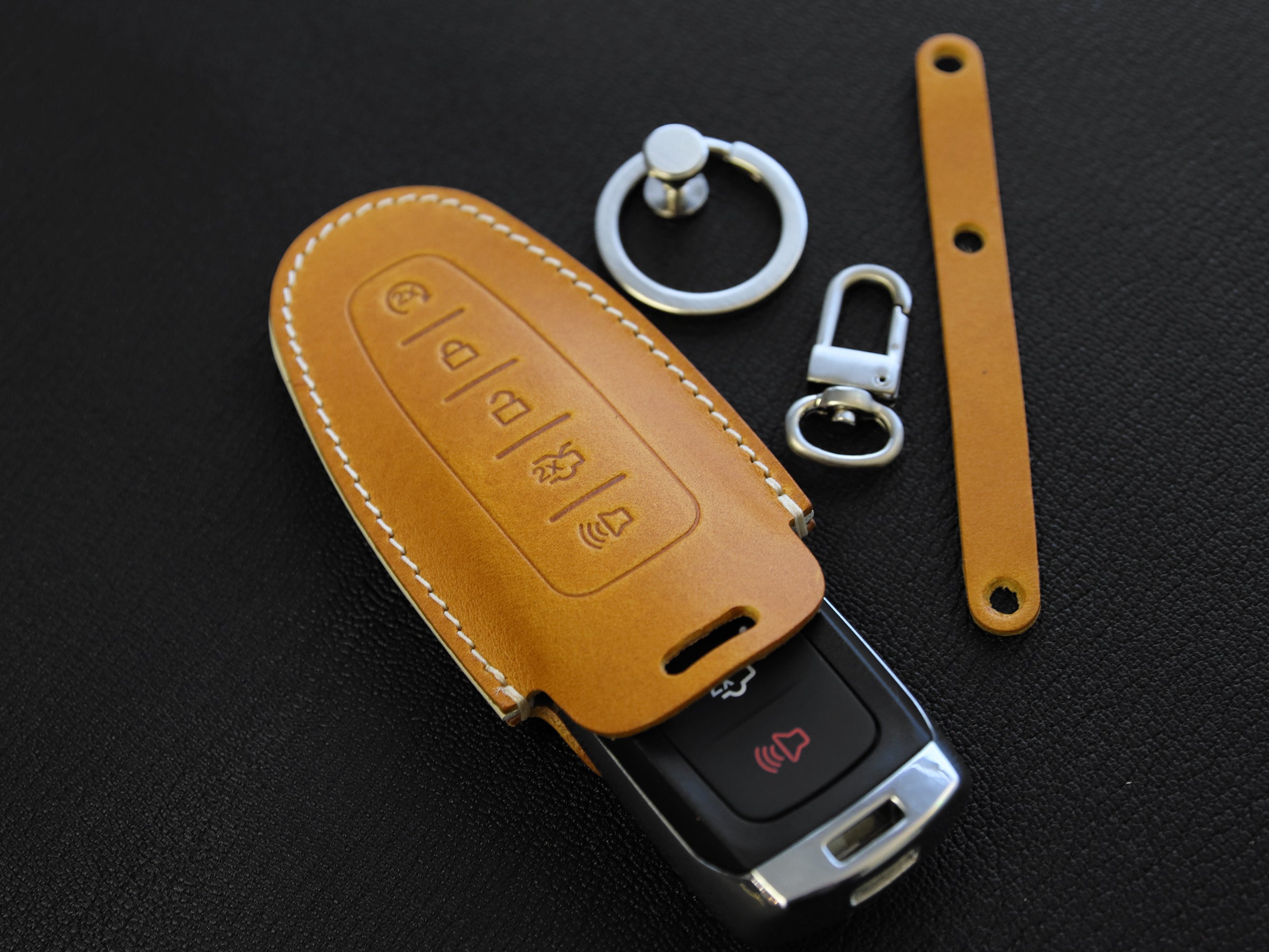 Ford [3-5] Key Fob Leather Case Fits C-Max Edge Escape Expedition Explorer Flex Focus Taurus MKS MKT MKX