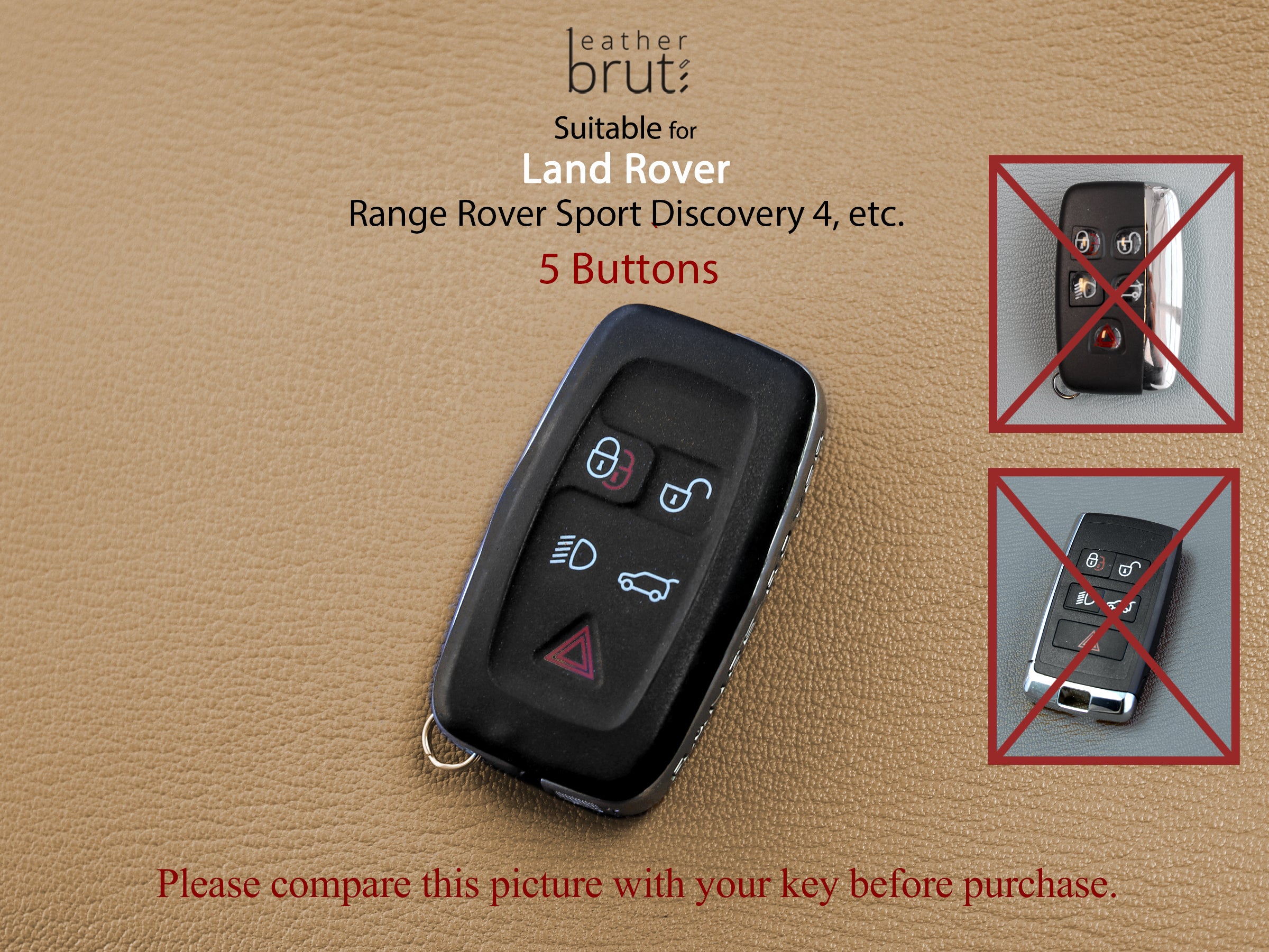 Land Rover Series [3] Leather Key Fob Cover - Range Rover Sport, Discovery 4 - Italian Veg-Tanned Leather