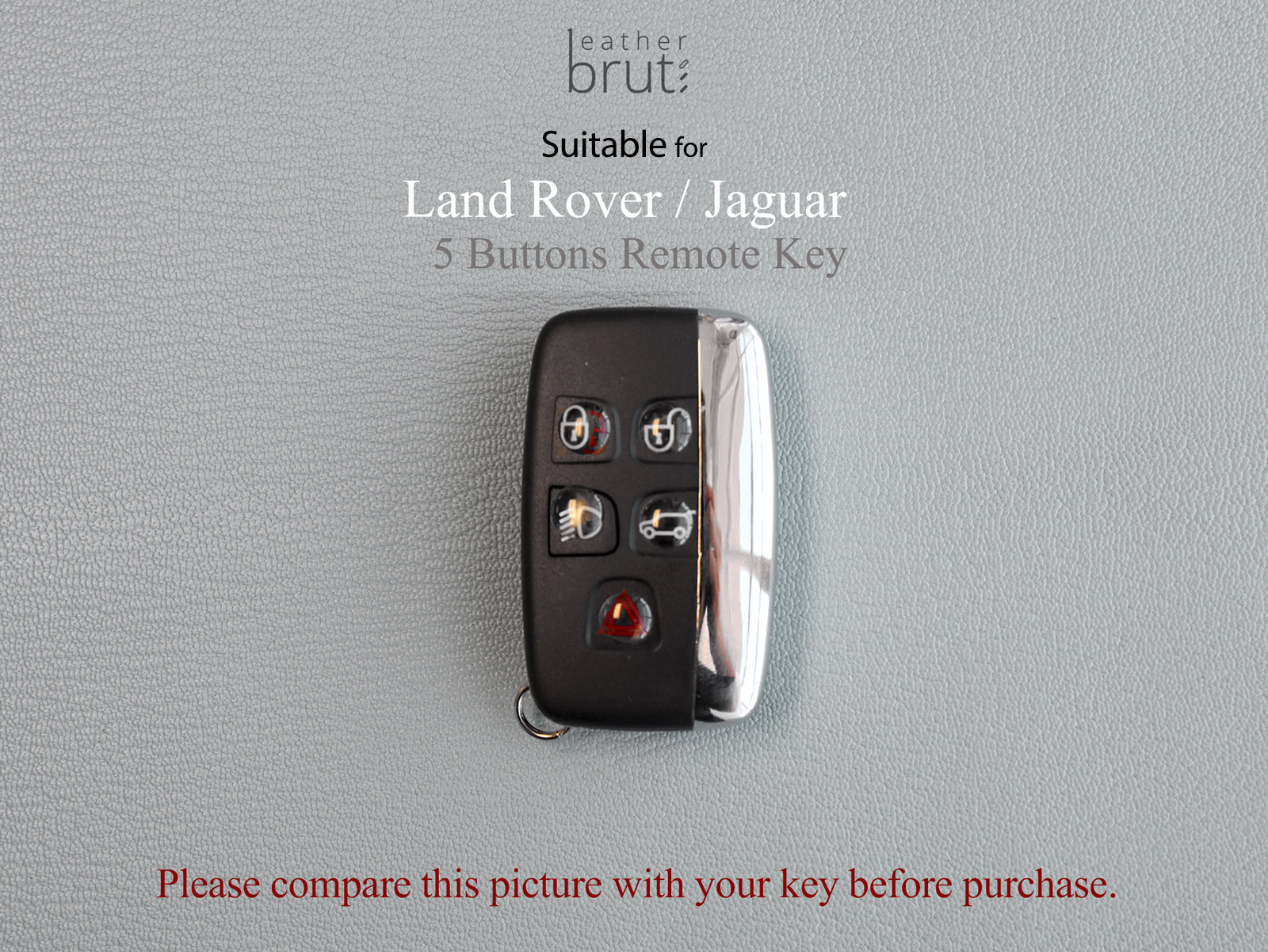 Brown Leather for Land Rover Discovery Jaguar XJL XE XF 4 Buttons Key Fob  Cover