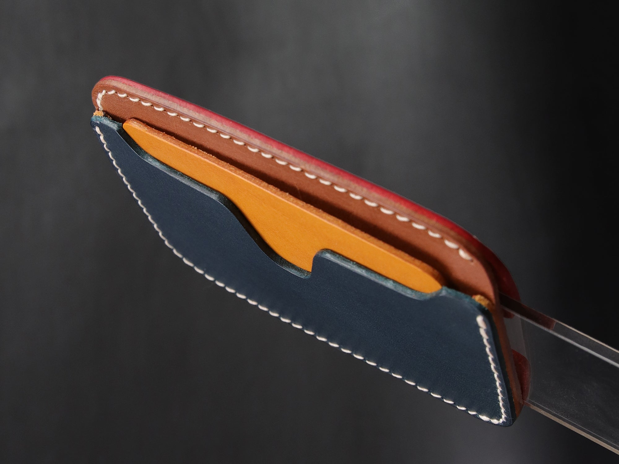 Leather Card Wallet [LC-NYBrR] - LAYERS SERIES - Card Holder - Premium Italian Veg-Tanned Leather - Personalized Stamp - Handcrafted in USA