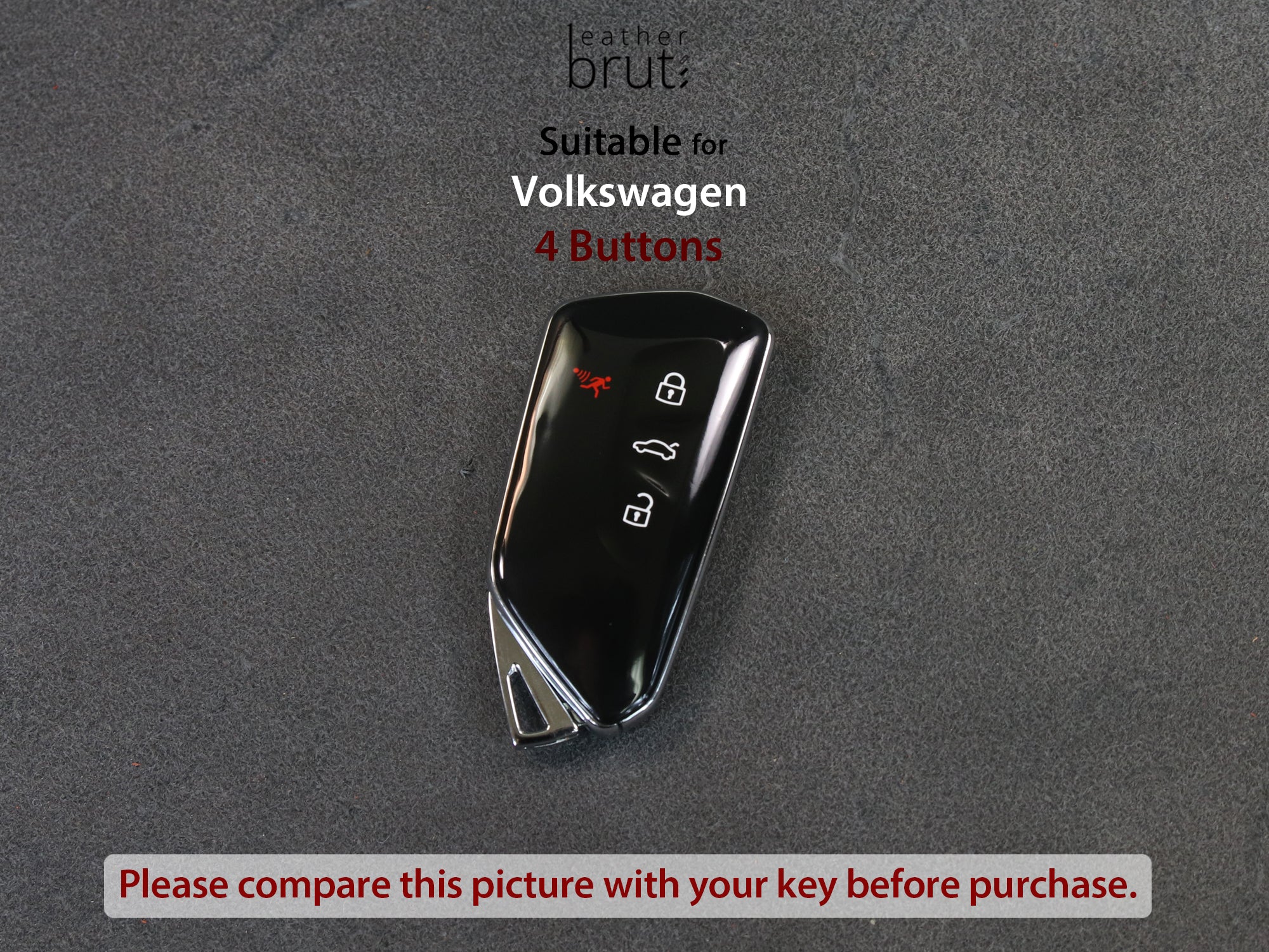 Volkswagen [3-4] Leather Key Case - VW Golf 8 MK8 ID.3 ID.4 - 4 Buttons - Italian Veg-Tanned Leather