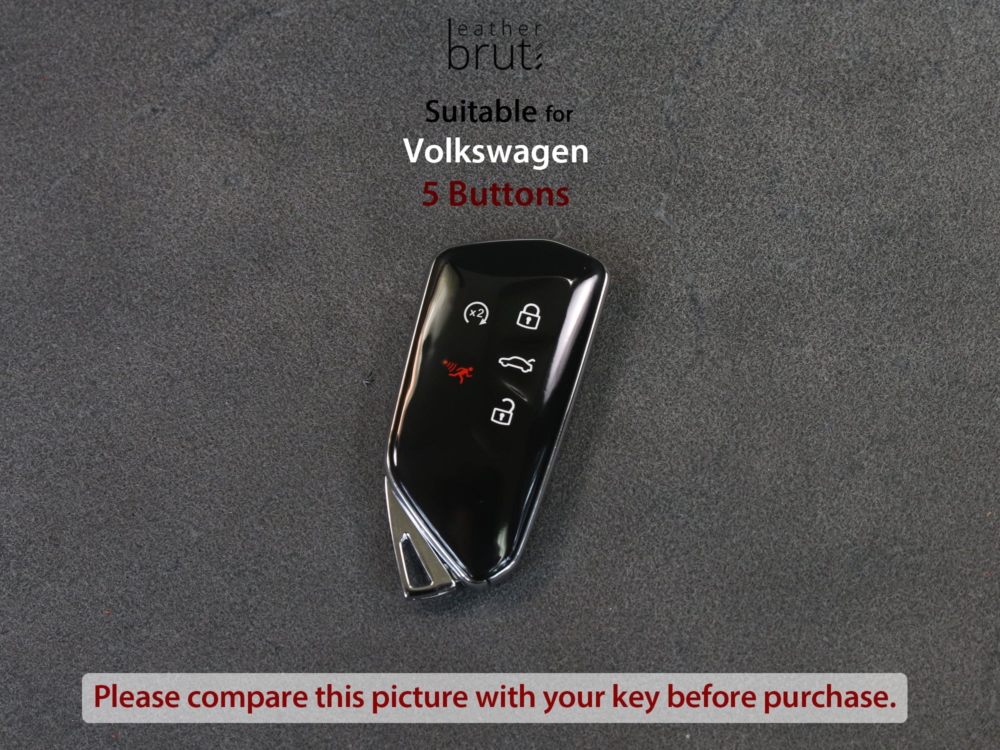 Volkswagen [3-5] Leather Key Case - VW Golf 8 MK8 ID.3 ID.4 - 5 Buttons - Italian Veg-Tanned Leather