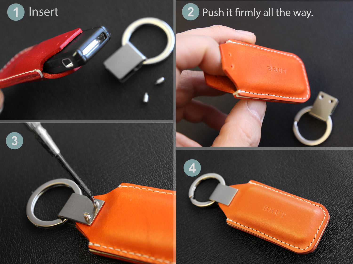 Leather Pull-Out Key Case Necklace - 3 Piece Set For Keys, Earphones & Small Essentials