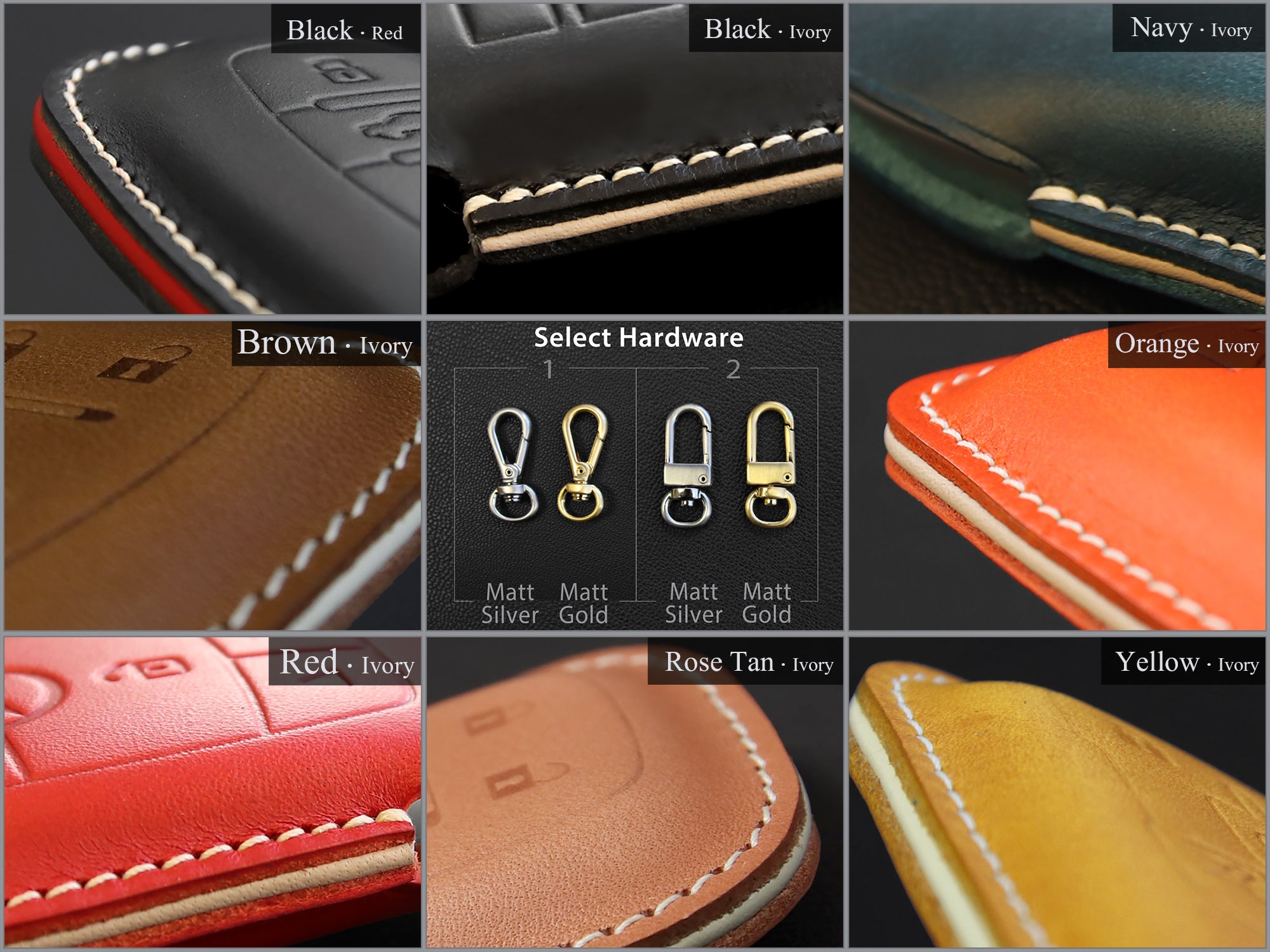 Volkswagen [3-4] Leather Key Case - VW Golf 8 MK8 ID.3 ID.4 - 4 Buttons - Italian Veg-Tanned Leather