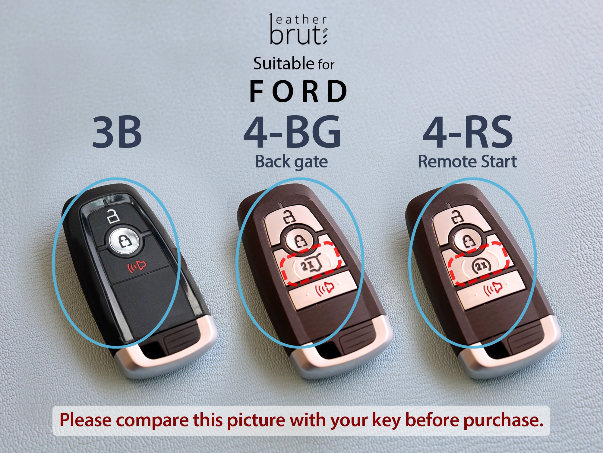 Ford Series [2] Key Case Leather Key Fob Cover Bronco Fusion Edge Mustang Leather Car Accessory Personalized Stamp Handcrafted in USA