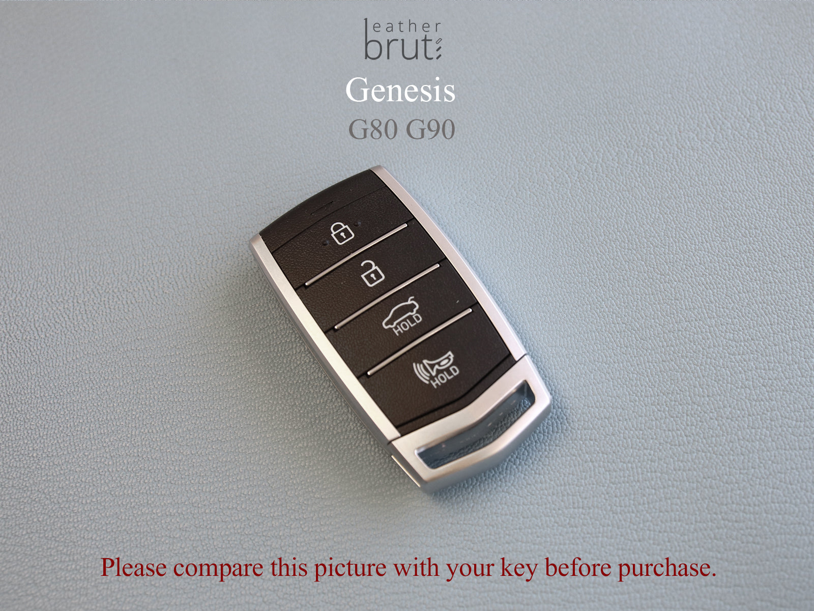 Genesis [1-4] Leather Key fob Cover- G70 G80 G90 Keycase Remote key Sleeve - Italian Leather