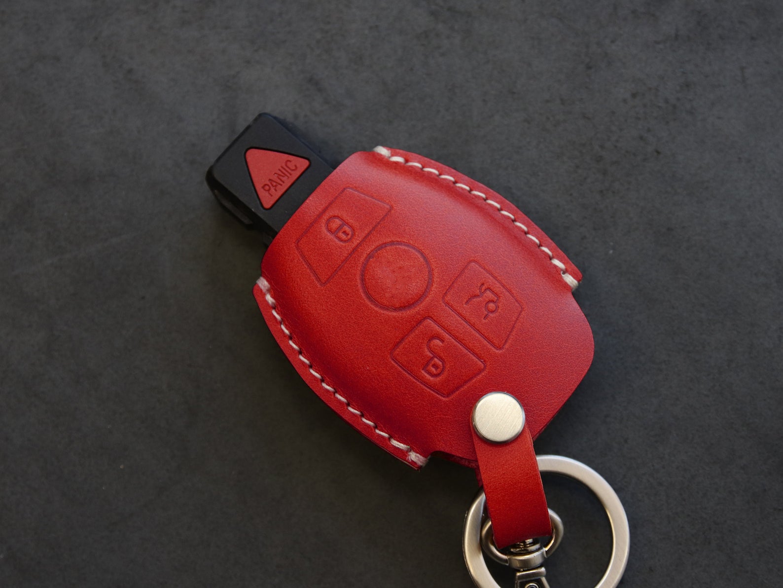 Mercedes Benz [01A] Key Fob Leather Case For 3 Buttons Remote Key Cover