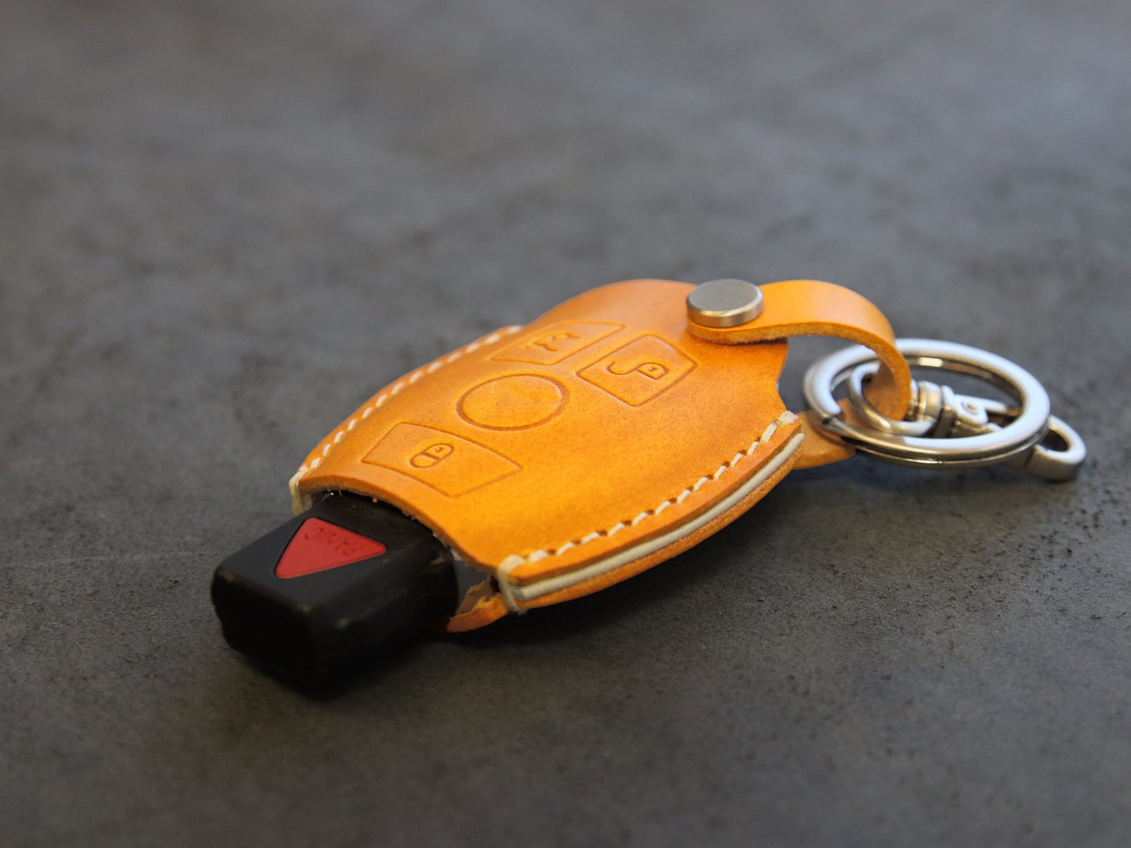 Mercedes Benz [01A] Key Fob Leather Case For 3 Buttons Remote Key Cover