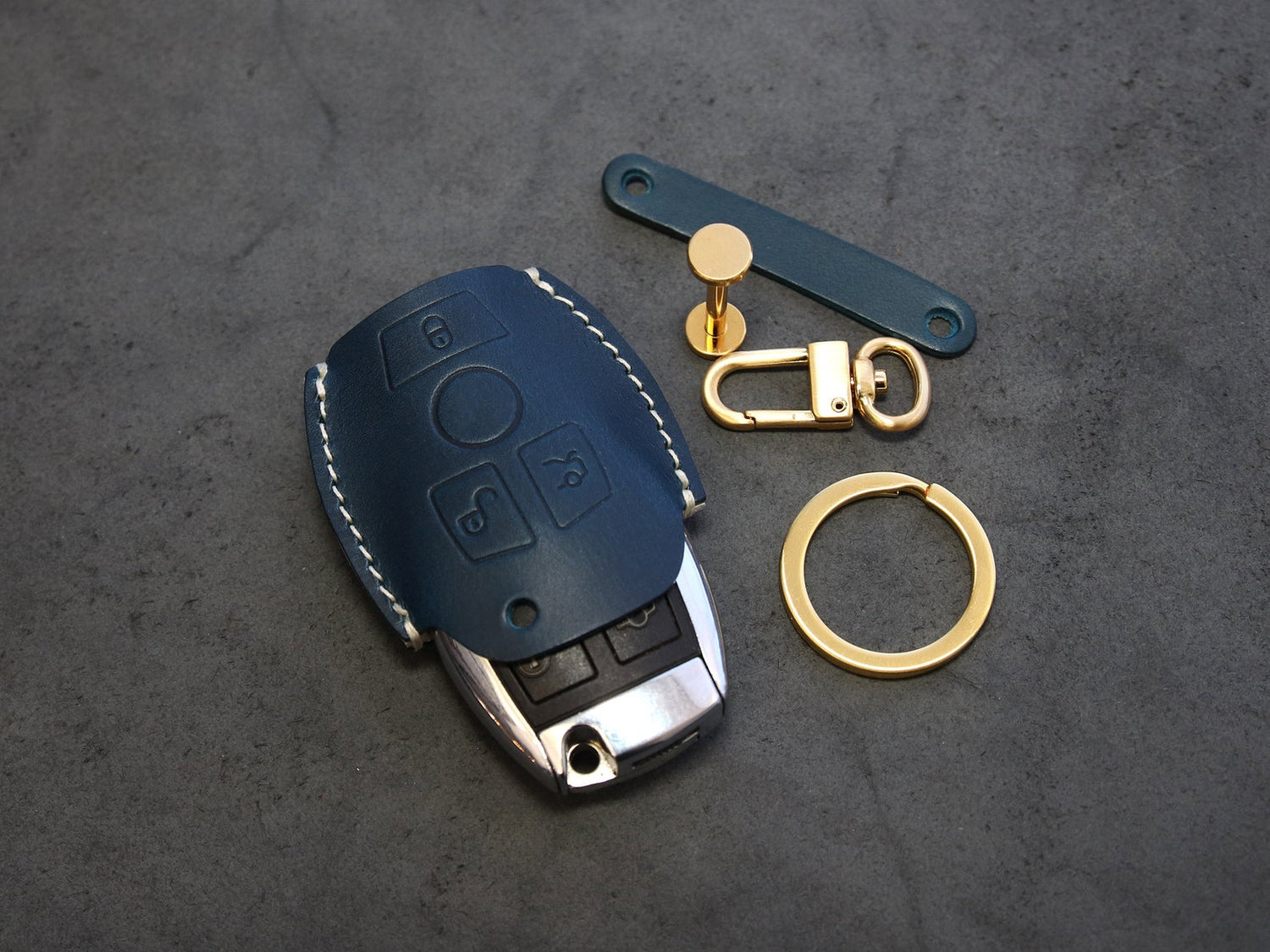 Mercedes Benz [01A] Key Fob Leather Case For 3 Buttons Remote Key Cover