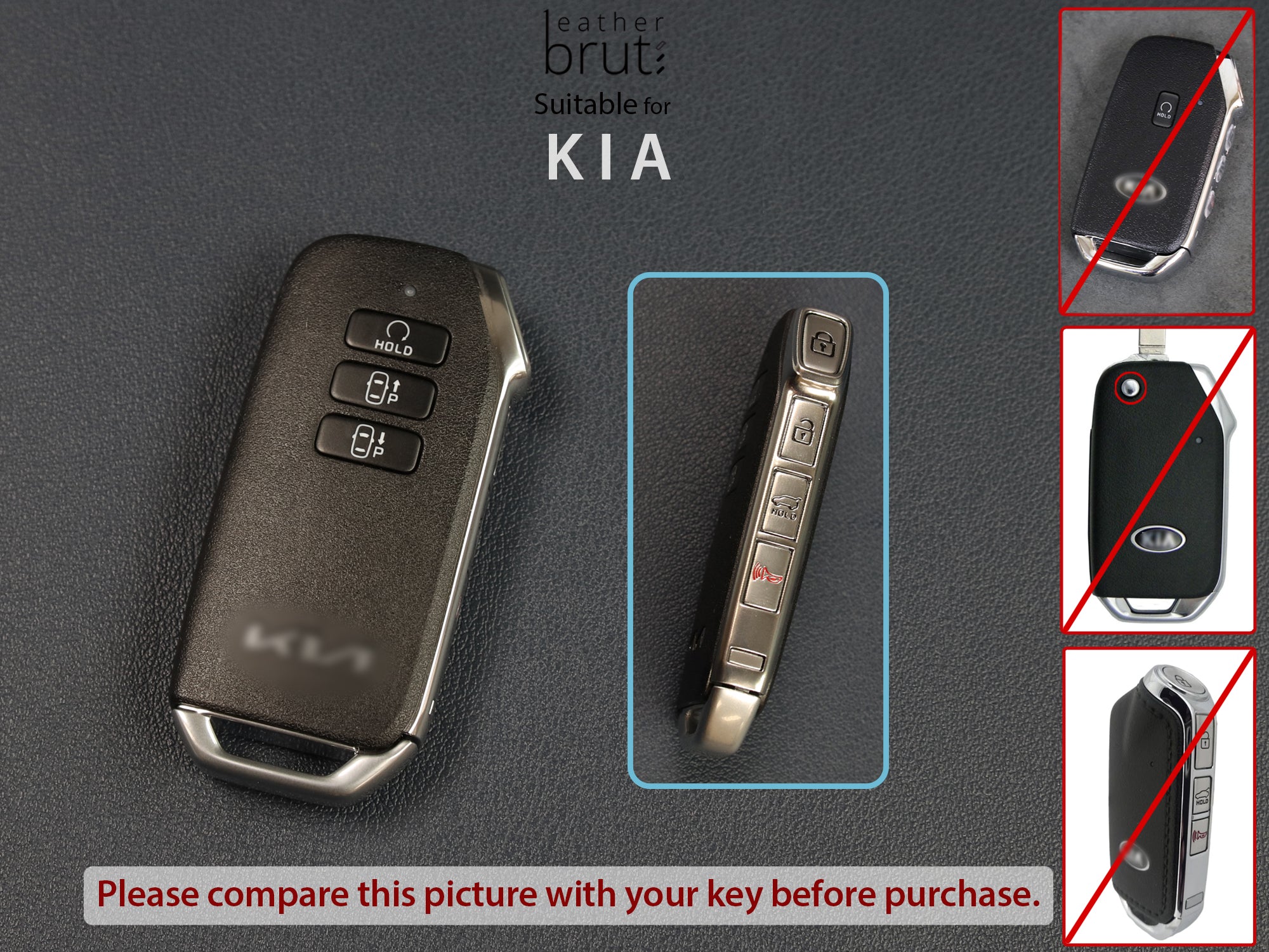 Kia leather key case - Leather Brut