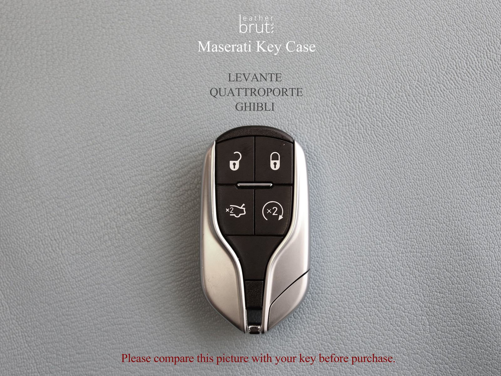 Maserati Series [1] Leather Car Key Fob Sleeve for LEVANTE QUATTROPORTE GHIBLI -Italian Veg-Tanned Leather