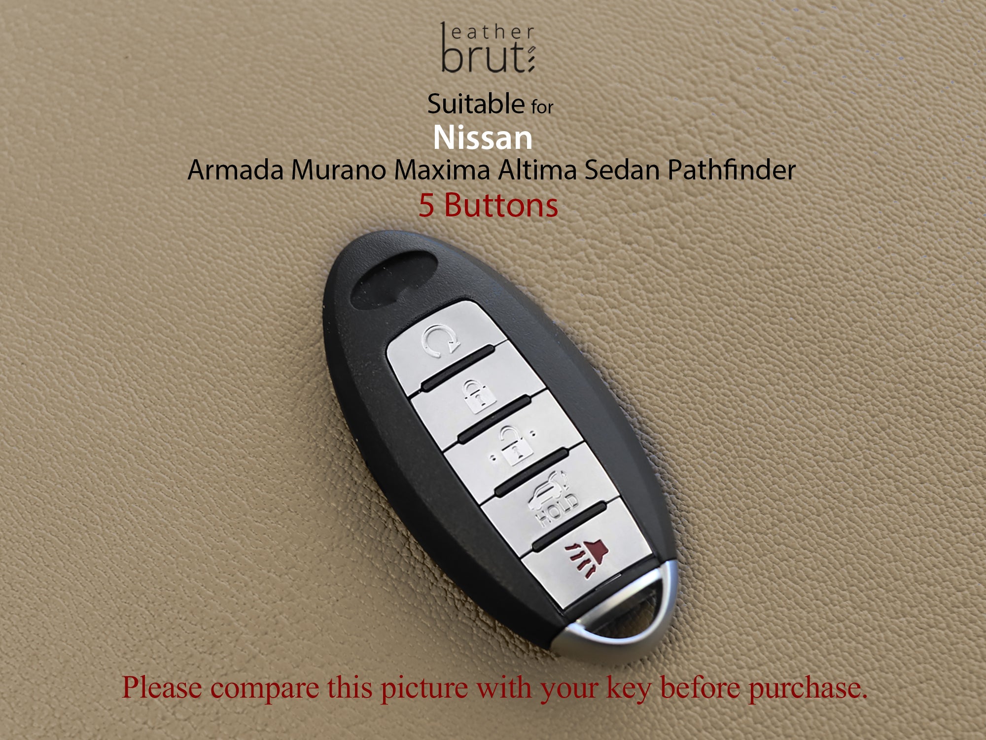 Nissan [1-5]  Key Fob Leather Case - Armada Murano Maxima Altima Sedan Pathfinder