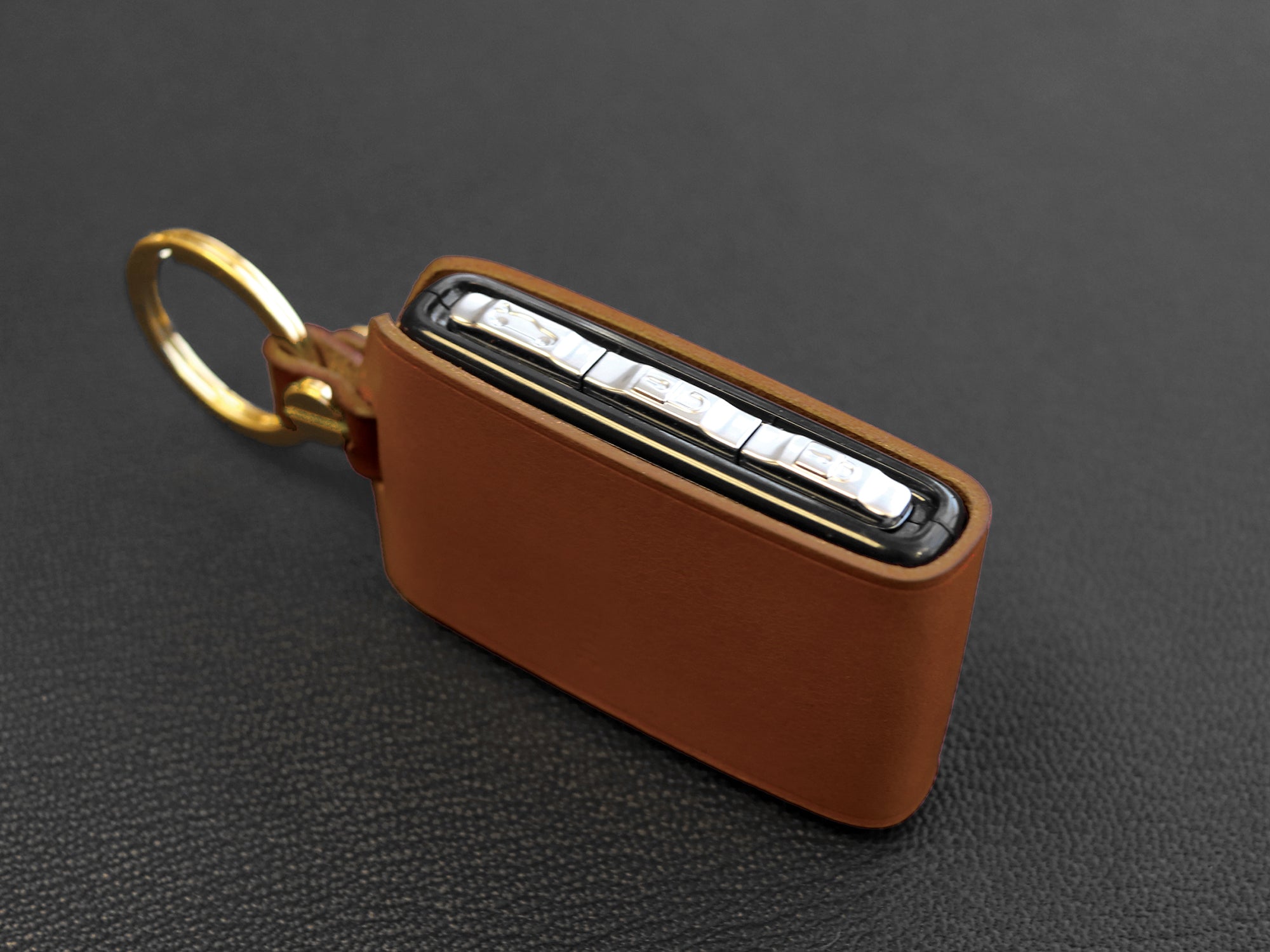 Volvo Series [1] Leather Key Case for 2017~2022 XC90 XC70 XC40 S60 S80 S90 C30 V70 V90 Italian Veg-Tanned Leather