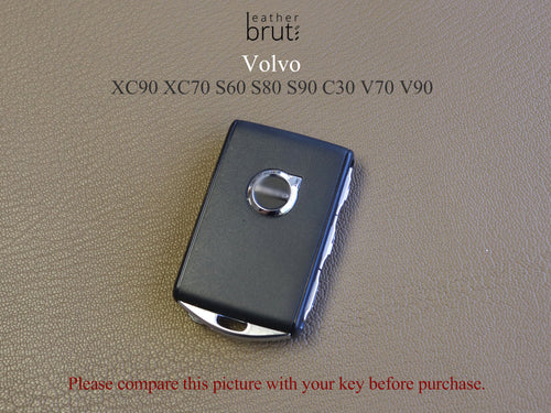 Key Fob Cover Compatible With Volvo Key Case Leather& Short Keychain Black